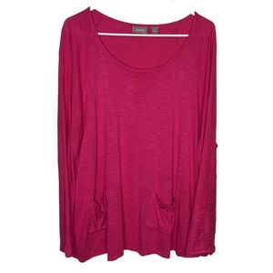 Chico's Viscose Pink Shirt with POckets‎ Womens XL Beachy Summer Coastal Grandma